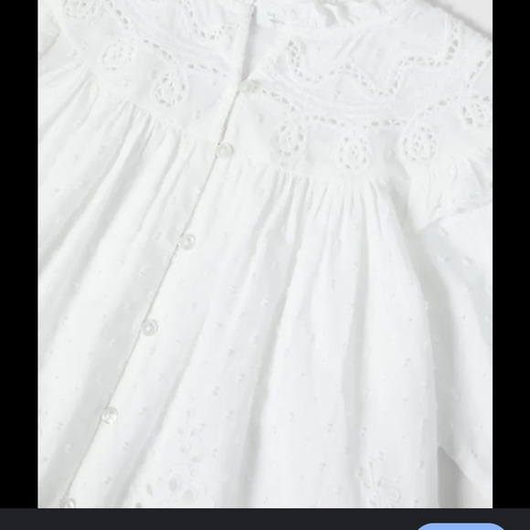 Zara Kids white Embroidered Swiss Dot Ruffled Blouse size 11-12 - Picture 2 of 8
